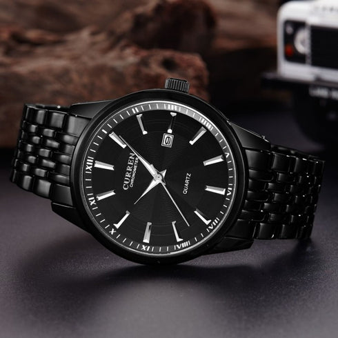 Curren Men's Watch - Black & Black - Date Function - 1 Year Warranty - Free Box Packaging - 3 ATM Water Resistant