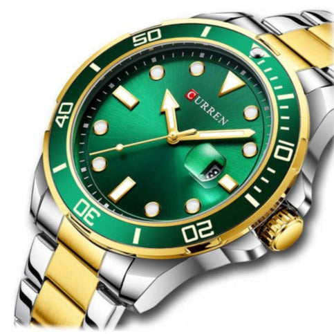Curren Luxury - Men's Watch - Royal Green & Gold - Stainless Steel Strap - Hot Seller! - 1 Year Warranty!