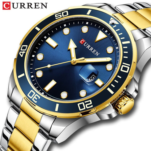 Curren Luxury - Men's Watch - Royal Blue & Gold - Stainless Steel Strap - Hot Seller! - 1 Year Warranty!