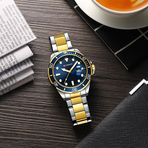 Curren Luxury - Men's Watch - Royal Blue & Gold - Stainless Steel Strap - Hot Seller! - 1 Year Warranty!