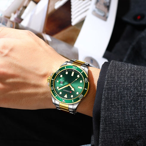 Curren Luxury - Men's Watch - Royal Green & Gold - Stainless Steel Strap - Hot Seller! - 1 Year Warranty!