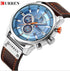 Curren Blue and Brown Sunray Dial Chronograph! - 1 Year Warranty!