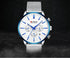 Curren Blue and Silver Adjustable Steel Strap Chronograph - 1 Year Warranty!