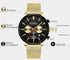 Curren Black & Gold Adjustable Steel Strap Chronograph - 1 Year Warranty!