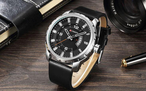 Curren Black & Silver Leather Datejust - Ultra Big Dial! - 1 Year Warranty!