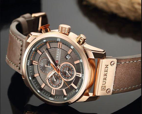 Curren All Brown Sunray Dial Chronograph – 1 Year Warranty!