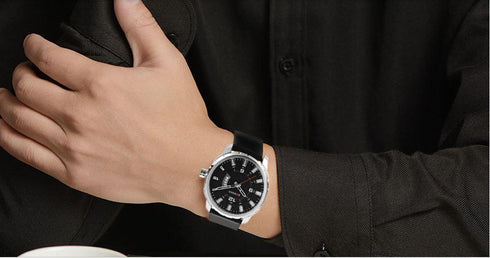 Curren Black & Silver Leather Datejust - Ultra Big Dial! - 1 Year Warranty!