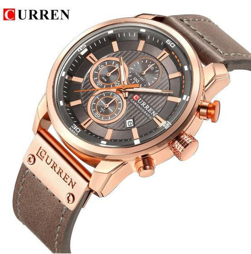 Curren All Brown Sunray Dial Chronograph – 1 Year Warranty!