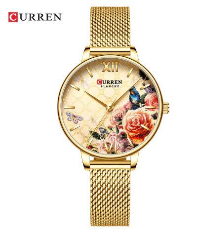 Curren Women's Gold Plated Adjustable Steel Nature Design Dial - 1 Year Warranty!