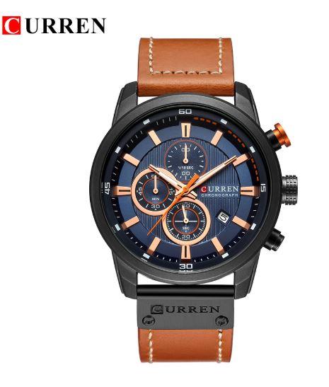 Curren Dark Blue Dial Brown Leather Chronograph - 1 Year Warranty!
