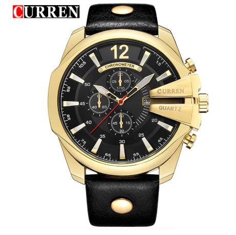 Curren Men's Black & Gold Business - Genuine Leather - 1 Year Warranty