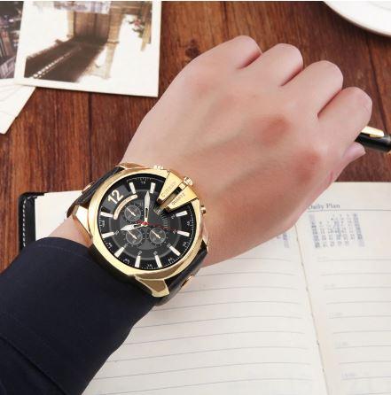 Curren Men's Black & Gold Business - Genuine Leather - 1 Year Warranty