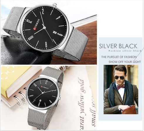 Curren Black & Silver Adjustable Steel - 1 Year Warranty!