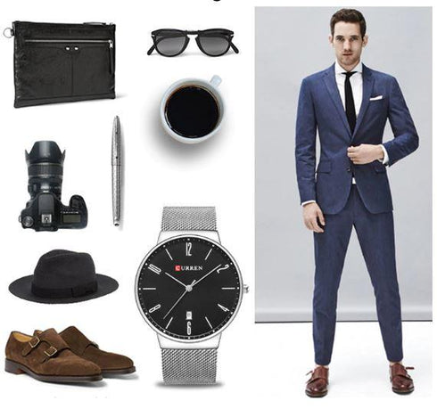 Curren Black & Silver Adjustable Steel - 1 Year Warranty!