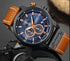 Curren Dark Blue Dial Brown Leather Chronograph - 1 Year Warranty!