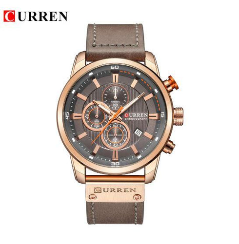 Curren All Brown Sunray Dial Chronograph – 1 Year Warranty!