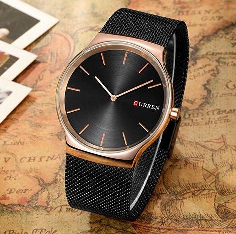 Curren Men's Two Tone Rose Gold & Black! - Stainless Steel! - Two Hand Design! - Hot Seller! - 1 Year Warranty!