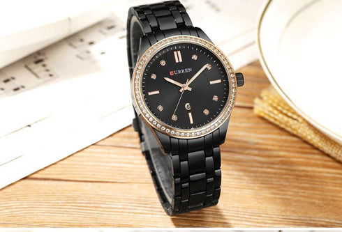 Curren Women's Mystery Sunburst Dial! - Crystal Party! - Sparkling Statement Watch! - Steel Strap! - Date Function! - 1 Year Warranty!