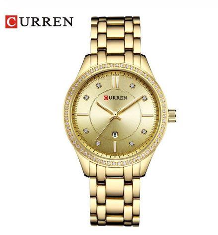 Curren Women's Gold Sunburst Dial! - Crystal Party! - Sparkling Statement Watch! - Steel Strap! - Date Function! - 1 Year Warranty!