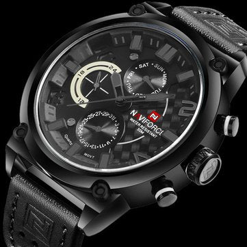 Naviforce Men's Classic Chronograph - Black & White Contrast! - Adjustable Steel Strap! - Water Resistant! - 1 Year Warranty!