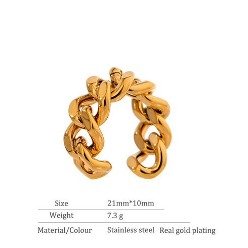 Niovani Fashionable Ring! - Adjustable Size! - 18K Genuine Gold Plated over Pure Stainless Steel! - Chic Design! - Free Box Packaging!