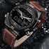 Naviforce Men's - Modern Technology! - Traditional Brown - Genuine Leather! - Water Resistant!- 1 Year Warranty!