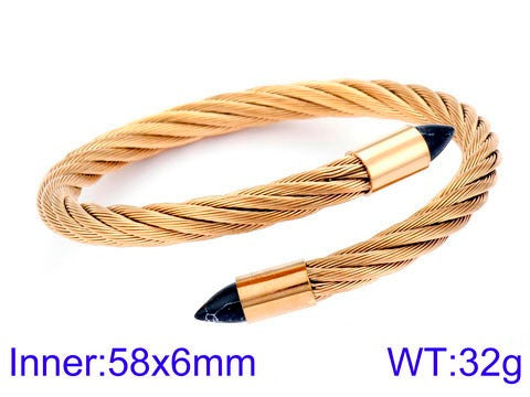 Florence! - Gold & Black! - 14K Gold Plated Wire Bracelet! - Long Lasting Stainless Steel! - Free Box Packaging!