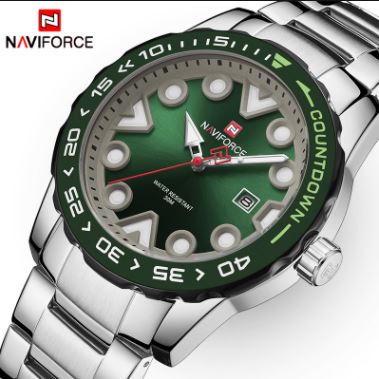 Naviforce Men's - Modern Majestic Steel! (Green) - Water Resistant!- 1 Year Warranty!