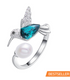 Where Bird's Dare! - Adjustable Ring - Pure S925 Sterling Silver (Chandi) - Genuine European Crystals & Pearl- Free Box Packaging!