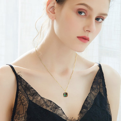 Empress Necklace - 14K Gold Plated - Genuine European Crystal - Modern Design - Free Box Packaging