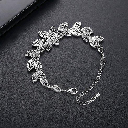 Shimmering Leaves Bracelet - AAA Cubic Zirconia - Free Box Packaging - Free Carry Bag