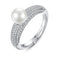 Ocean Ring - Imitation Pearl - Adjustable Size! - White Gold Plated - AAA Cubic Zirconia - Free Box Packaging!