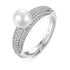 Ocean Ring - Imitation Pearl - Adjustable Size! - White Gold Plated - AAA Cubic Zirconia - Free Box Packaging!