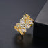Party Ring - Adjustable Size! - Gold Plated - AAA Cubic Zirconia - Free Box Packaging!