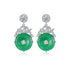 Synthetic Jade Earrings - AAA Sparkling Cubic Zircon - Adjustable Size! - Free Box Packaging