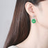 Synthetic Jade Earrings - AAA Sparkling Cubic Zircon - Adjustable Size! - Free Box Packaging