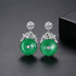Synthetic Jade Earrings - AAA Sparkling Cubic Zircon - Adjustable Size! - Free Box Packaging