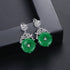 Synthetic Jade Earrings - AAA Sparkling Cubic Zircon - Adjustable Size! - Free Box Packaging