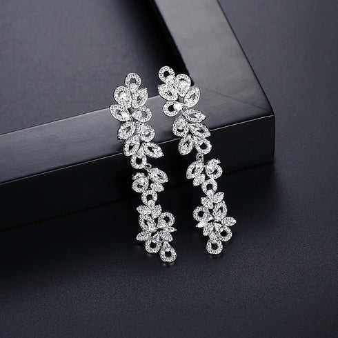Luxury Party Earrings - White Gold Plated - AAA Cubic Zirconia - Free Box Packaging!