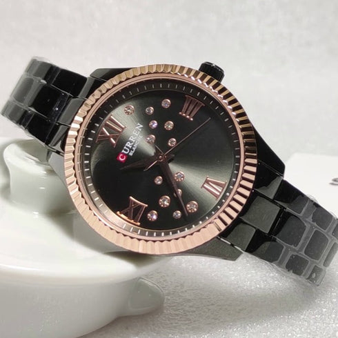 Curren Showstopper! - Women's Watch - Rose Gold & Black - Majestic Dial - Water Resistant - 1 Year Warranty!