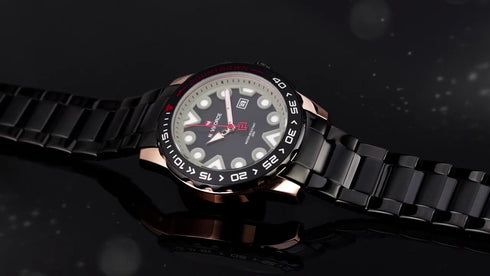 Naviforce Men's - Modern Majestic Steel! (Black & Rose Gold) - Water Resistant!- 1 Year Warranty!