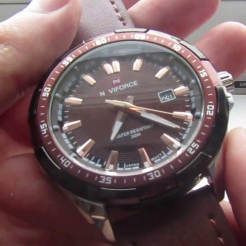 Naviforce Eclipse - Men's Watch - Classic Brown - Genuine Leather! - 1 Year Warranty! - Free Box Packaging! Hot Seller!
