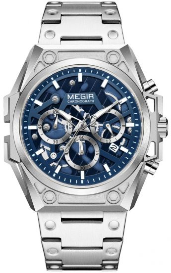 Megir - Men's Watch - 1 Year Warranty - Genuine Leather Strap - Chronograph - 3 ATM Water Resistant