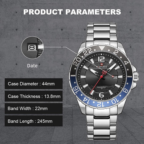 Naviforce Tribute - Men's Watch - Blue & Black - Water Resistant! - 1 Year Warranty!