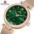 Naviforce Charm - Women's Watch - Sparkling Rose Gold & Green - Adjustable Steel Strap! - 1 Year Warranty! - Water Resistant!