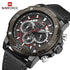 Naviforce Masculine - Red & Black - Men's Watch - Chronograph - Genuine Leather - 1 Year Warranty! - Water Resistant!