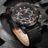 Naviforce Masculine - Red & Black - Men's Watch - Chronograph - Genuine Leather - 1 Year Warranty! - Water Resistant!