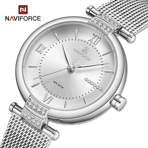 Naviforce Charm - Women's Watch - Sparkling Silver - Adjustable Steel Strap! - 1 Year Warranty! - Water Resistant!