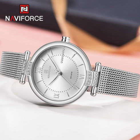 Naviforce Charm - Women's Watch - Sparkling Silver - Adjustable Steel Strap! - 1 Year Warranty! - Water Resistant!