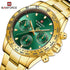 Naviforce Millionaire - 14K Gold Plated & Emerald Green - Unisex Watch - Chronograph - 1 Year Warranty! - Water Resistant!